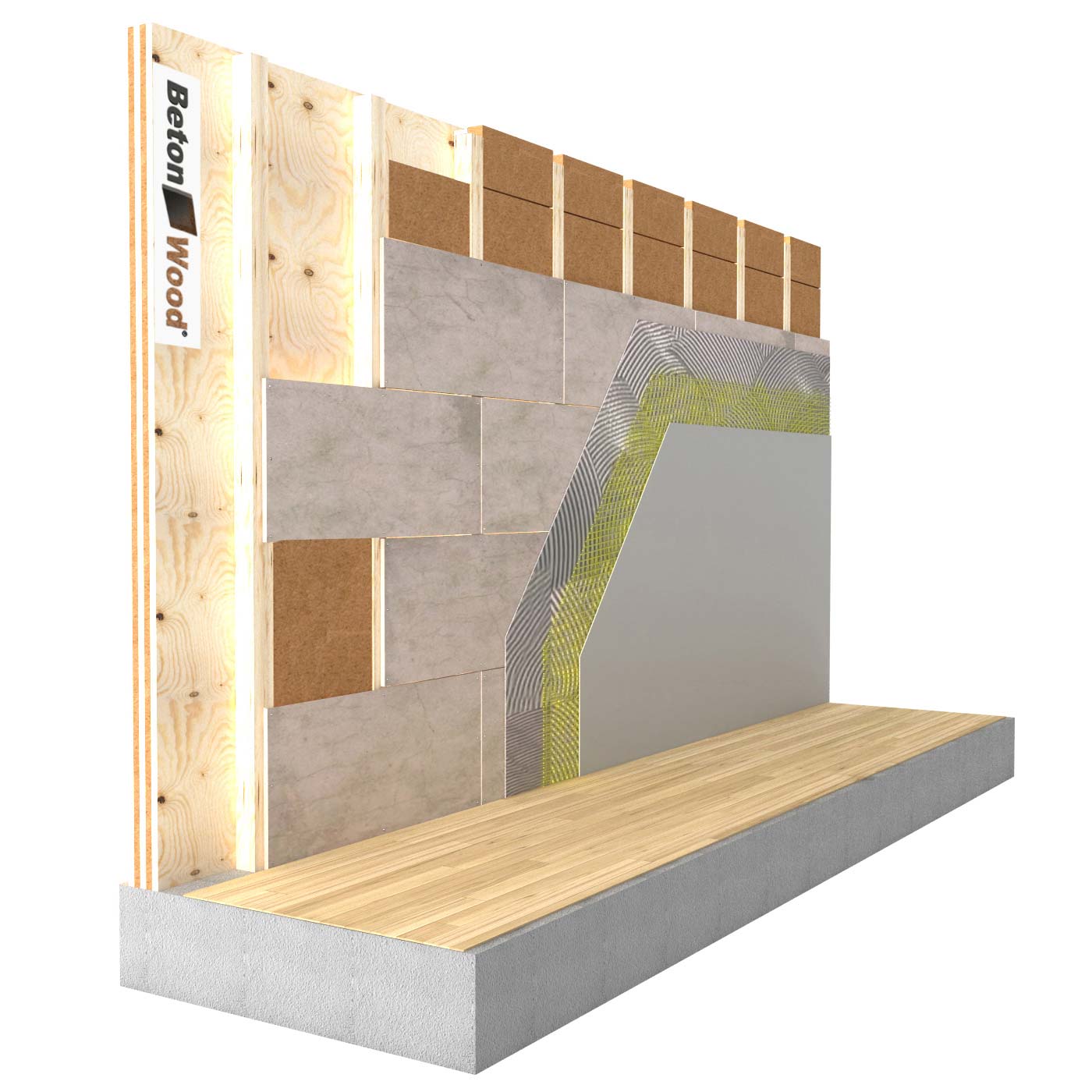 Internal insulation system in Protect Fiber Wood and cement bonded particle board