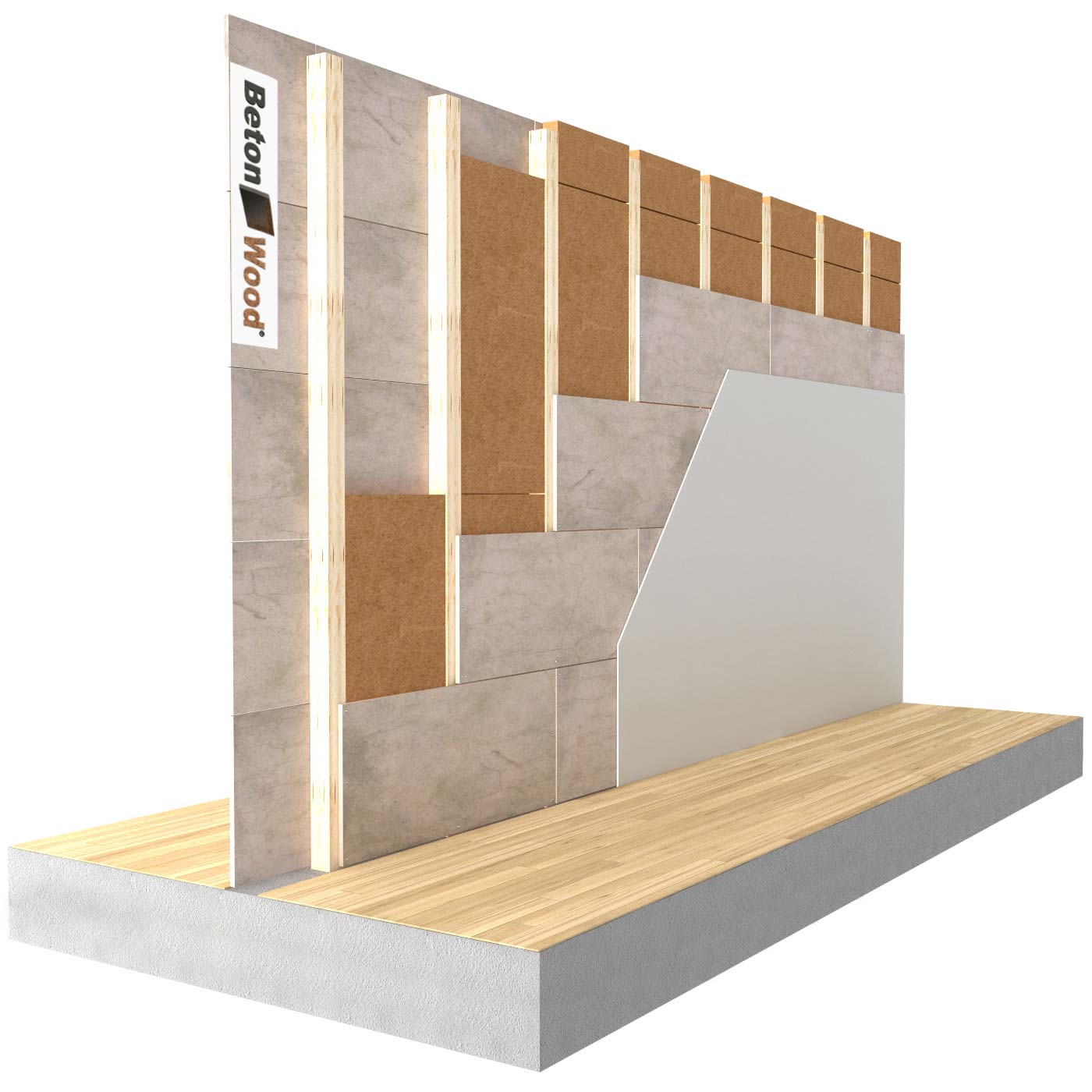 Partition walls with Therm fiber wood on wooden structure