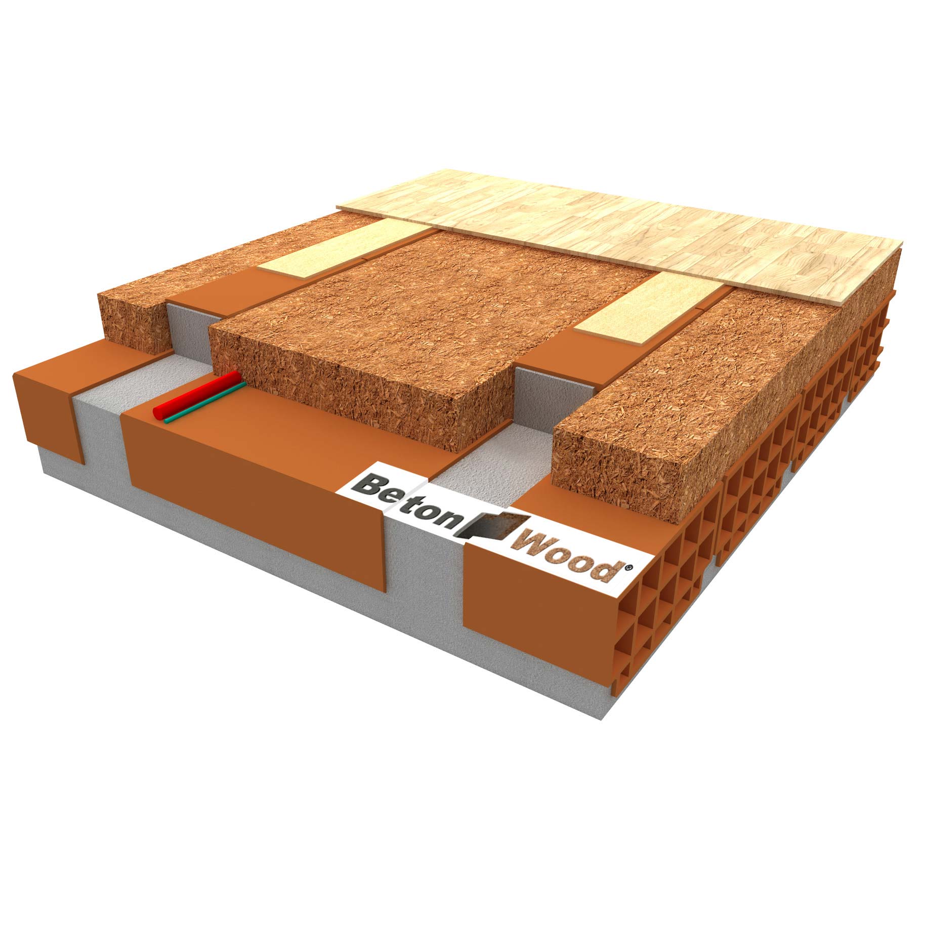 Dry screed with flexible fiber wood insulation