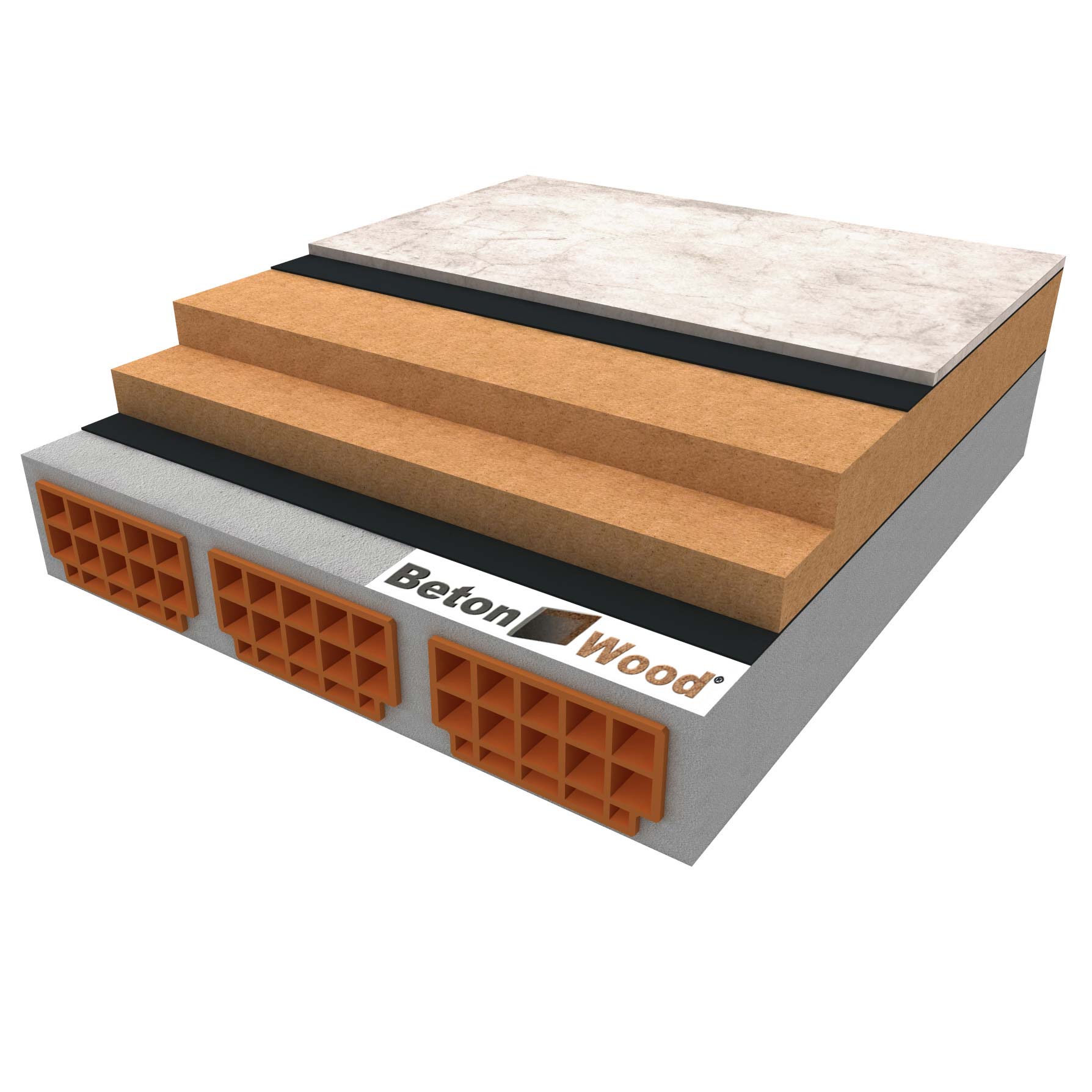 Wood fiber and BetonWood floor on concrete